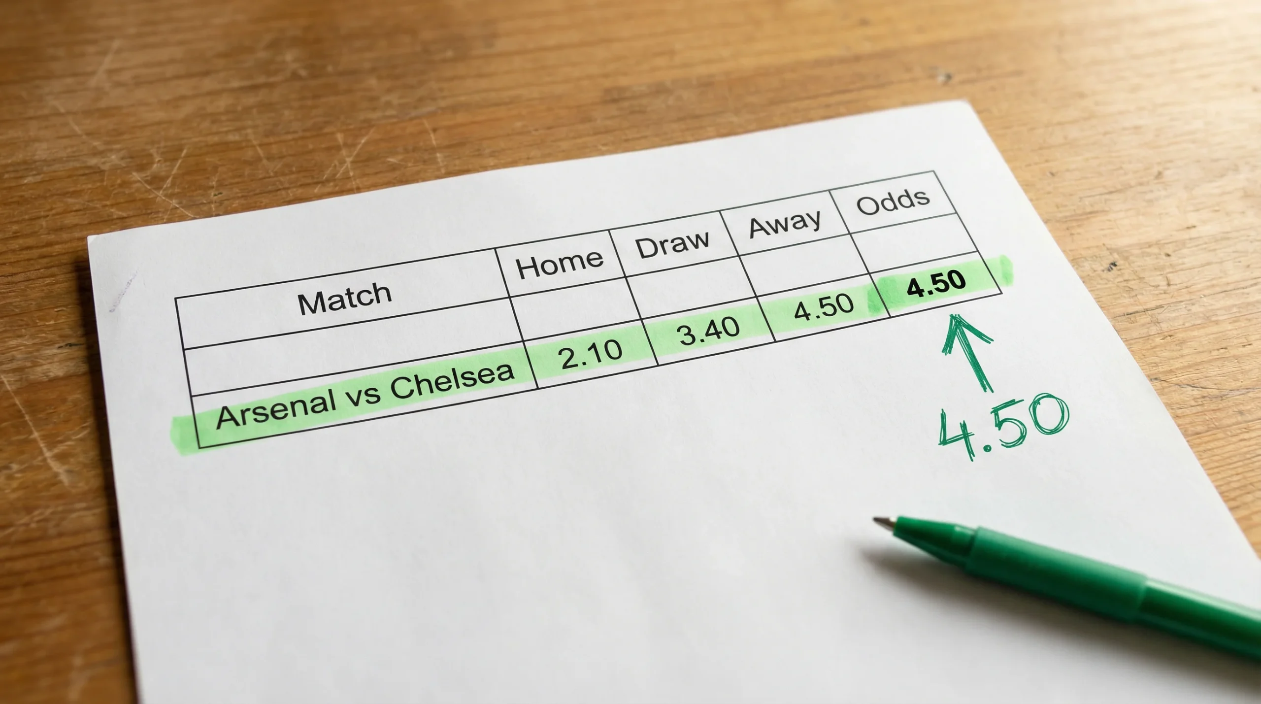 Quote maggiorate scommesse: foglio con quota evidenziata in verde e freccia verso l'alto, nessun grafico digitale